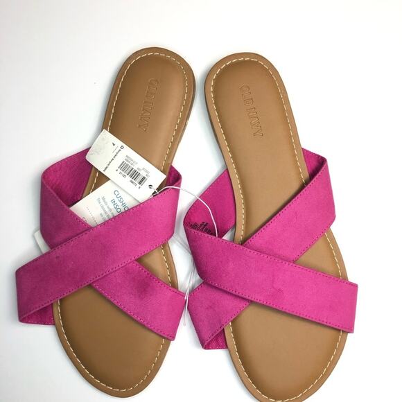 Old Navy Bright Pink Cross Strap Slide size 7 - Picture 13 of 15